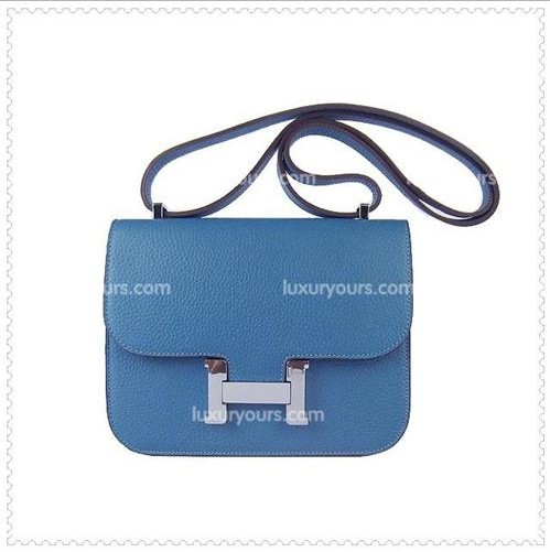 Hermes Constance Shoulder Bag Blue Silver